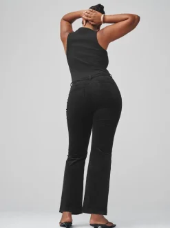 Noir - Pantalon sablier bootcut en velours côtelé