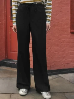 Noir - Pantalons amples à taille écharpe