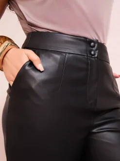 Noir - Pantalons amples habillés Friends Like These X Lucy Mecklenburgh en similicuir