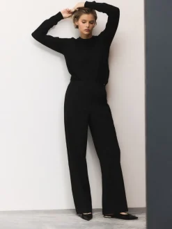 Noir - Pantalons Amples habillés en laine