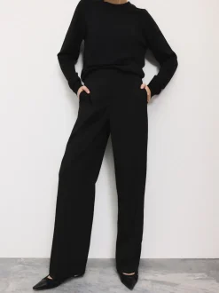 Noir - Pantalons Amples habillés en laine