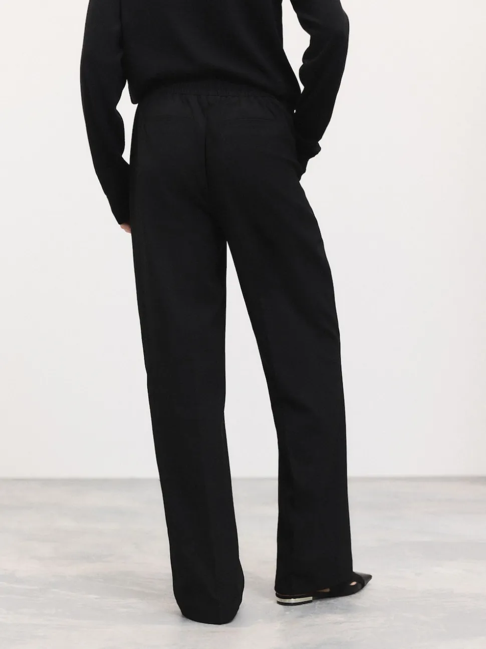 Noir - Pantalons Amples habillés en laine