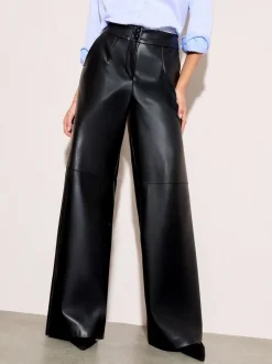 Noir - Pantalons amples habillés Friends Like These X Lucy Mecklenburgh en similicuir