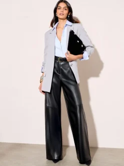 Noir - Pantalons amples habillés Friends Like These X Lucy Mecklenburgh en similicuir