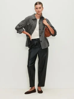 Noir - Pantalons coupe ballon en similicuir