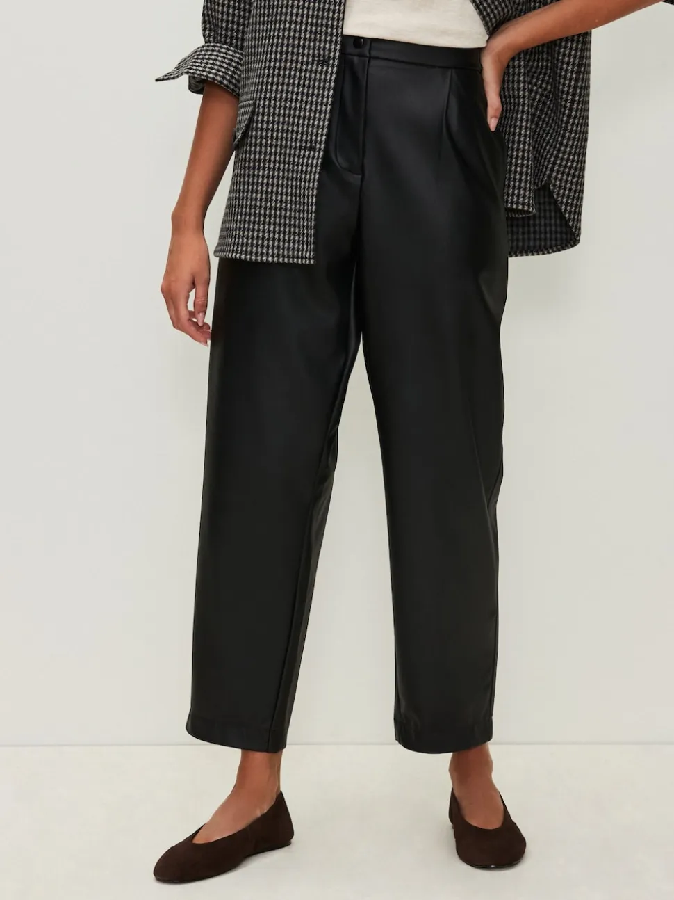 Noir - Pantalons coupe ballon en similicuir