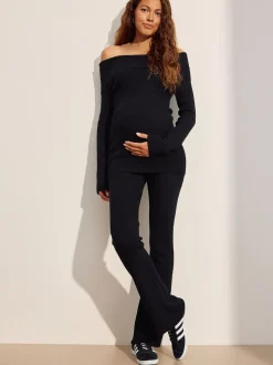 Noir - Pantalons de maternité en maille
