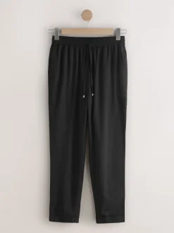Noir - Pantalons de travail à enfiler avec lin