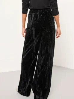 Noir - Pantalons FatFace à jambe large en velours effet froissé