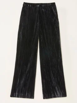 Noir - Pantalons FatFace à jambe large en velours effet froissé
