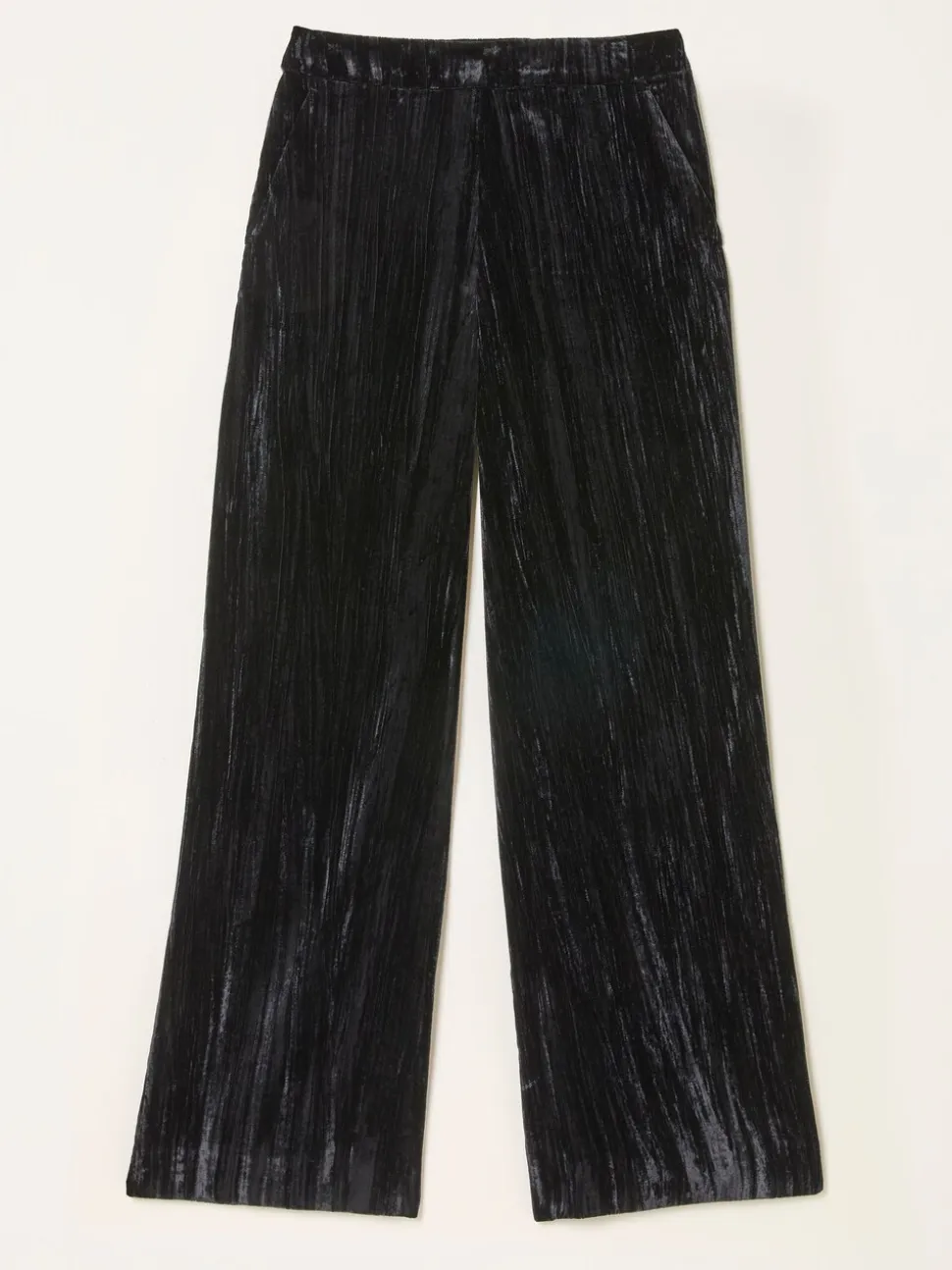 Noir - Pantalons FatFace à jambe large en velours effet froissé