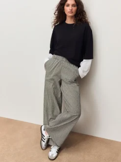 Noir - Pantalons Jambe large Vichy