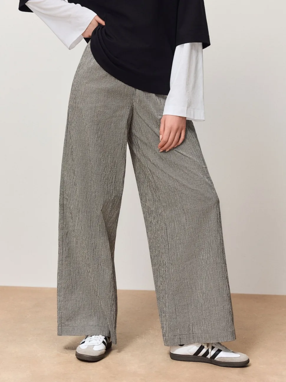 Noir - Pantalons Jambe large Vichy