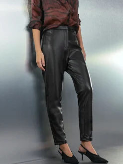 Noir - Pantalons skinny en similicuir
