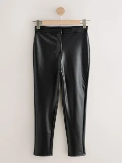 Noir - Pantalons skinny en similicuir