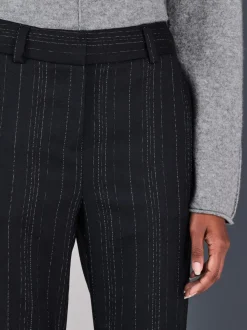 Noir - Pantalons évasés rayés