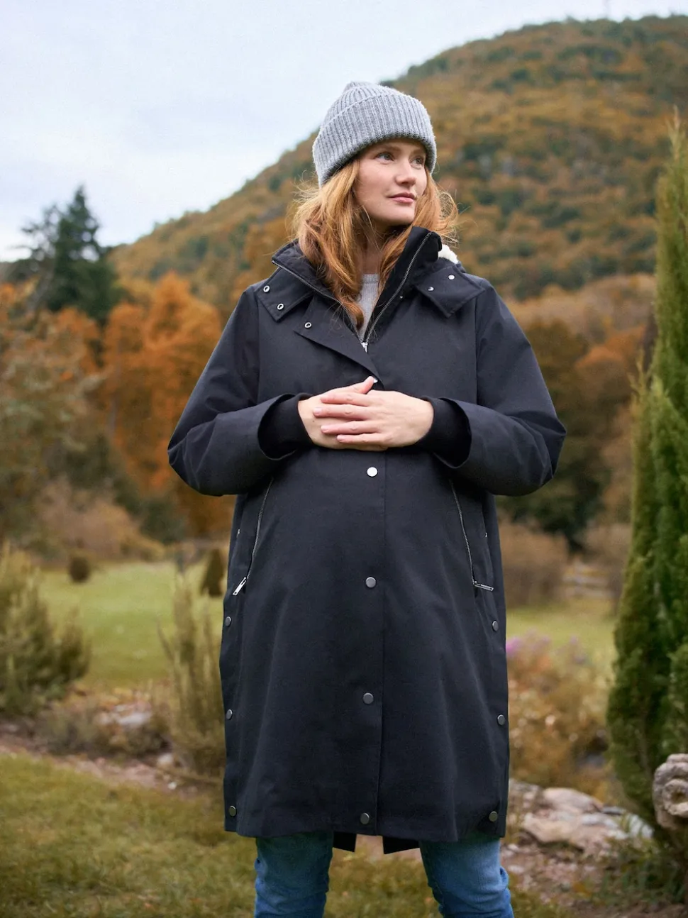 Noir - Parka de maternité et de bébé Seraphine 3 en 1 avec doublure en imitation peau de mouton