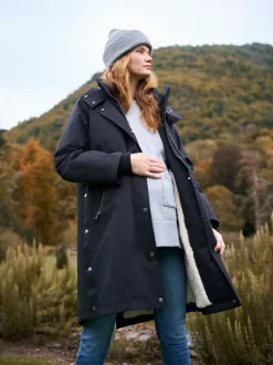 Noir - Parka de maternité et de bébé Seraphine 3 en 1 avec doublure en imitation peau de mouton