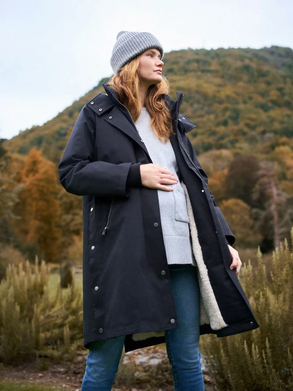 Noir - Parka de maternité et de bébé Seraphine 3 en 1 avec doublure en imitation peau de mouton