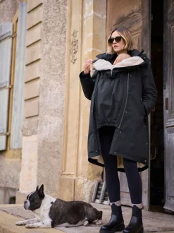 Noir - Parka de maternité et de bébé Seraphine 3 en 1 avec doublure en imitation peau de mouton