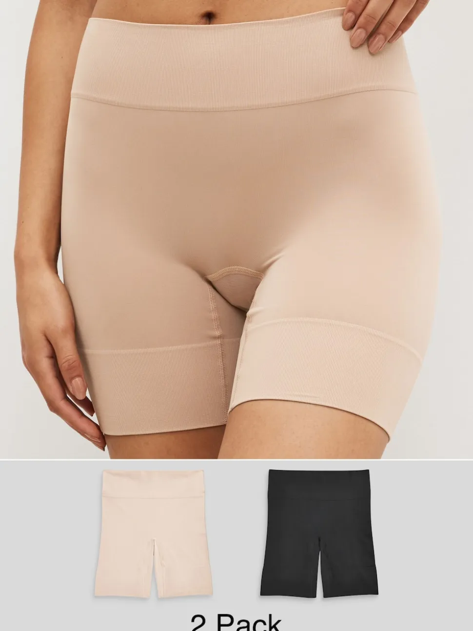 Noir / Pastel Rose Nude - Lot de shorts anti-frottement sans 2