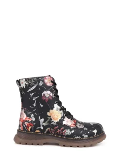 Noir - Pavers Bottes À lacets Fleuri