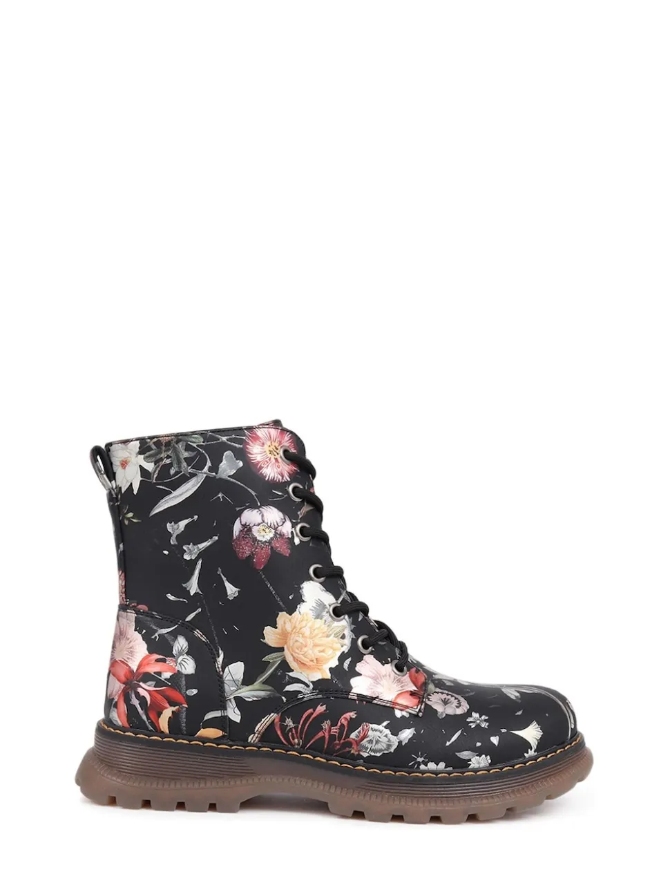 Noir - Pavers Bottes À lacets Fleuri