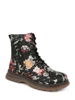 Noir - Pavers Bottes À lacets Fleuri