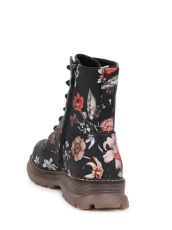 Noir - Pavers Bottes À lacets Fleuri