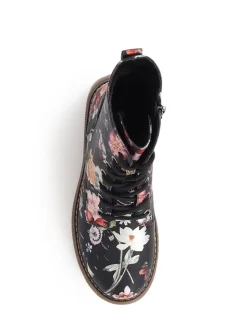 Noir - Pavers Bottes À lacets Fleuri