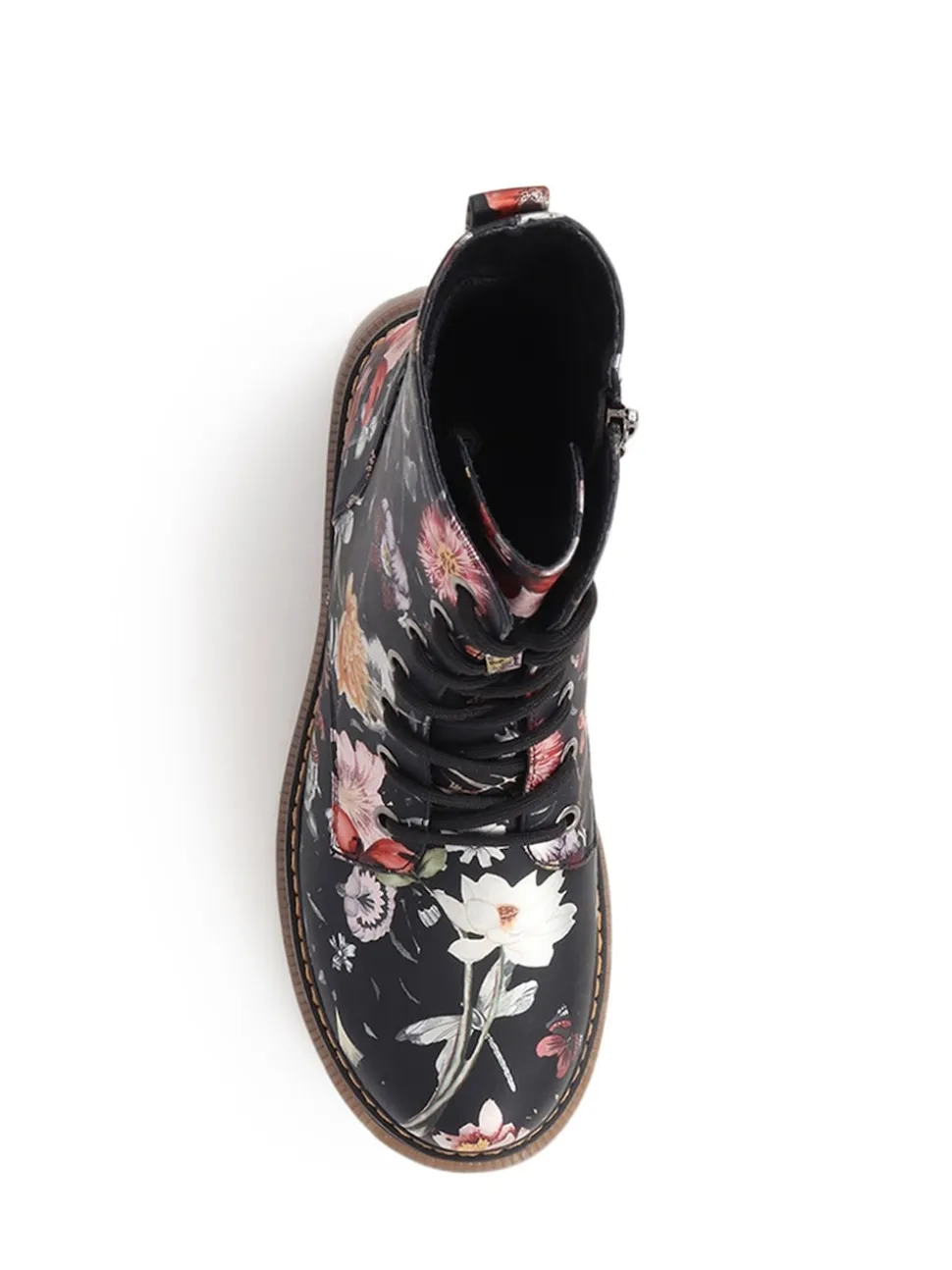 Noir - Pavers Bottes À lacets Fleuri