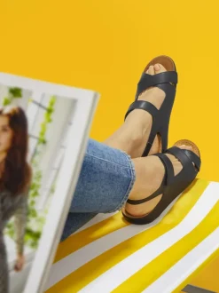 Noir - Pavers Sandales à fermeture tactile pour femme