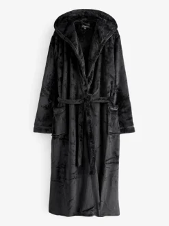 Noir - Peignoir Loungeable longue luxueuse à capuche en polaire avec ruban de Noël