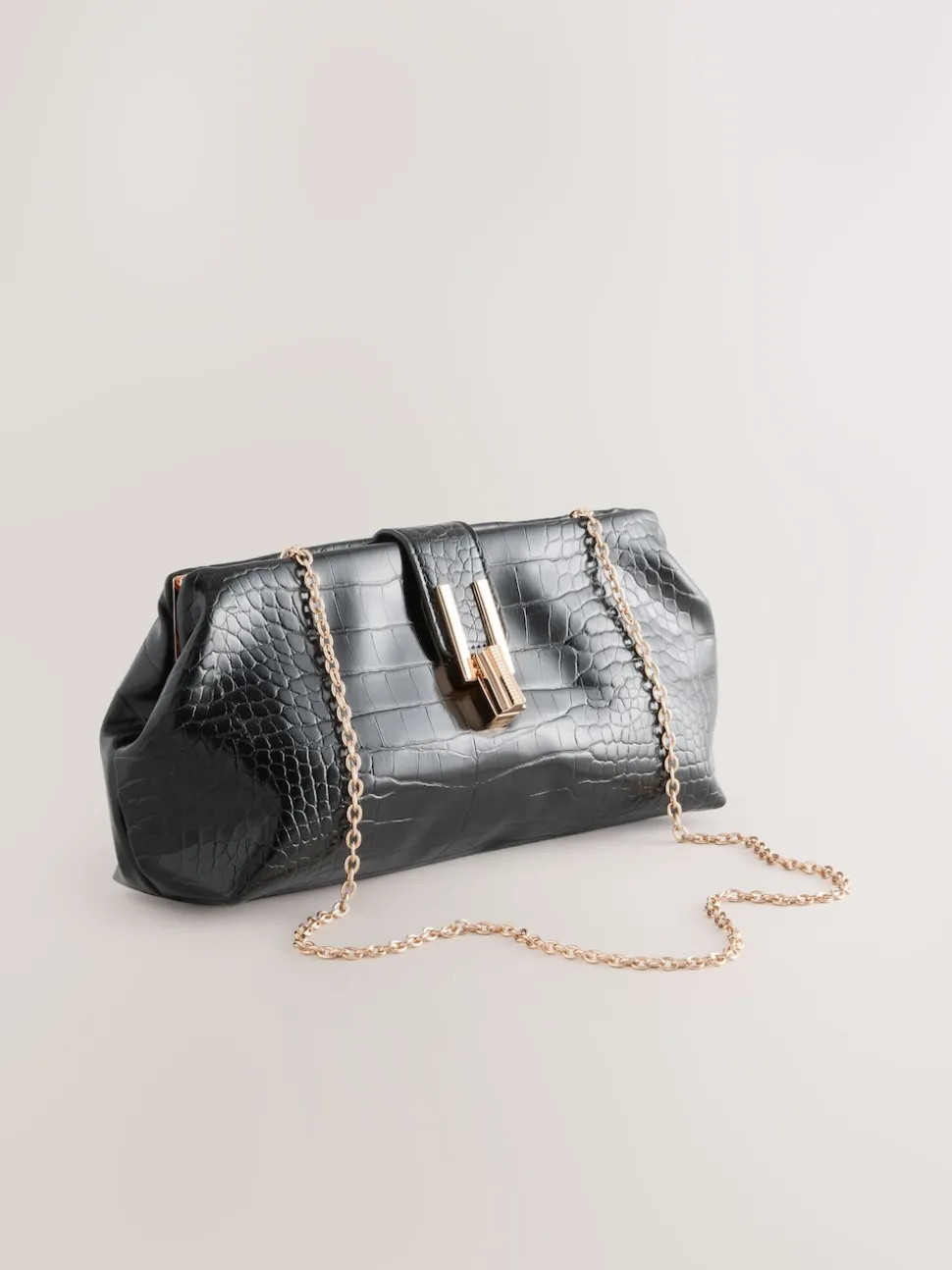 Noir - Pochette croco en PU