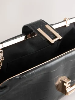 Noir - Pochette croco en PU