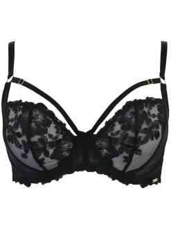 Noir - Pour Moi Inde Bold Fleuri Broderie Non Pad Soutiens-gorge