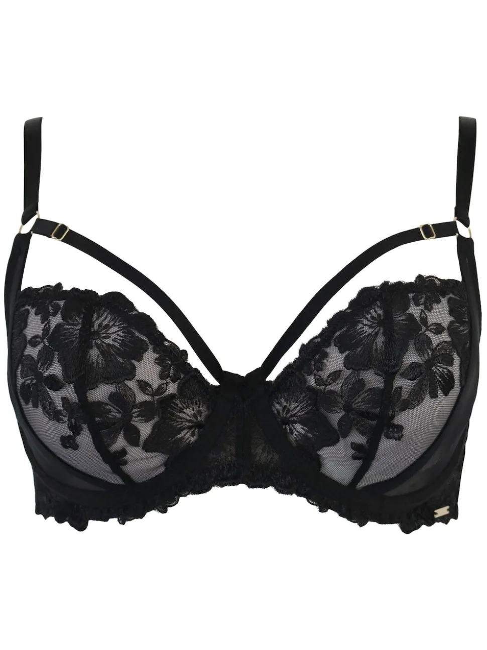 Noir - Pour Moi Inde Bold Fleuri Broderie Non Pad Soutiens-gorge