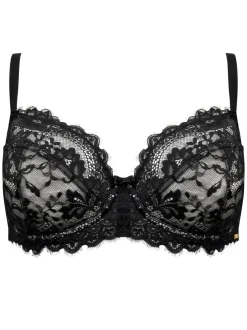 Noir - Pour Moi soutien-gorge indien non rembourré en dentelle à cils