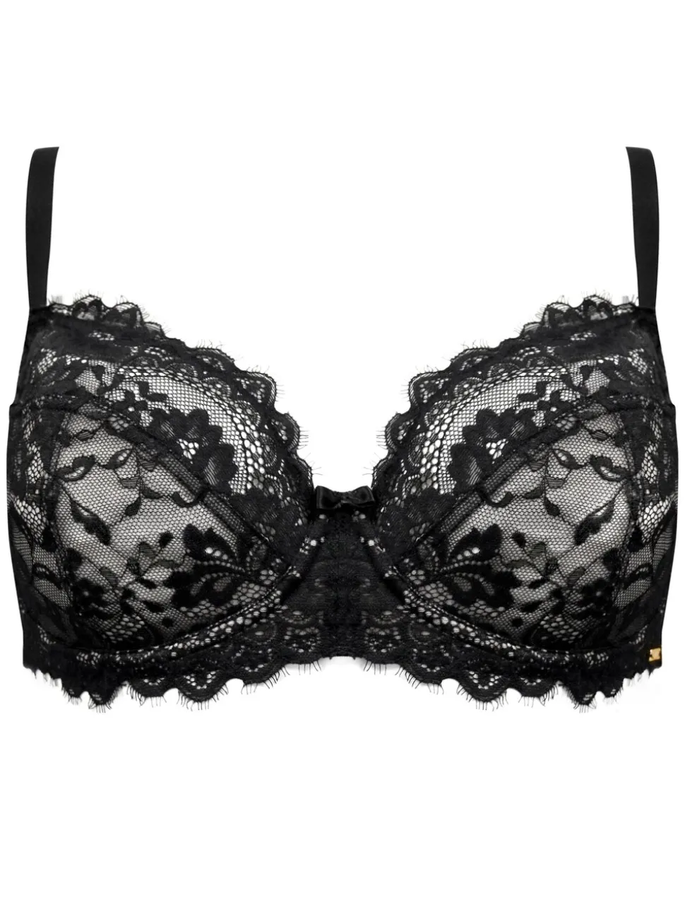 Noir - Pour Moi soutien-gorge indien non rembourré en dentelle à cils