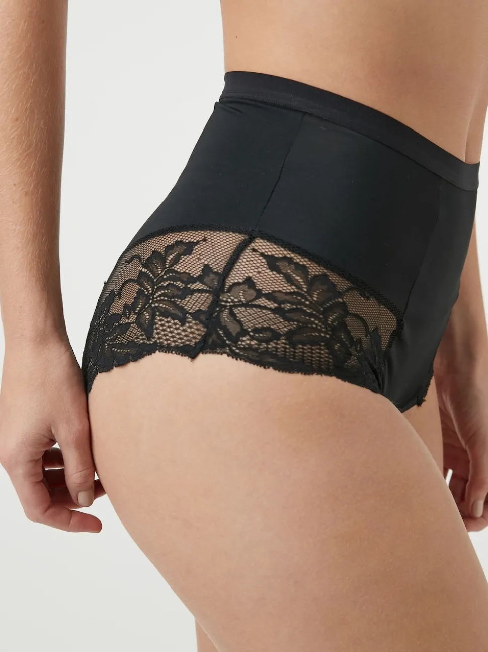 Noir / Praline Nude - Imprimé Gainant Culotte brésilienne dos lacé 2 Lot