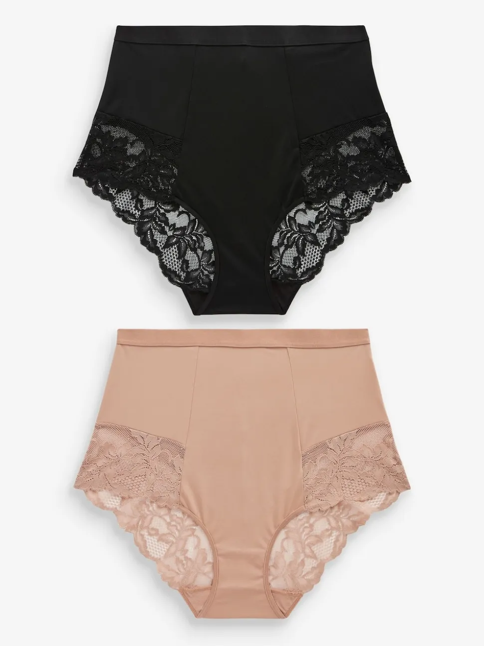 Noir / Praline Nude - Imprimé Gainant Culotte brésilienne dos lacé 2 Lot