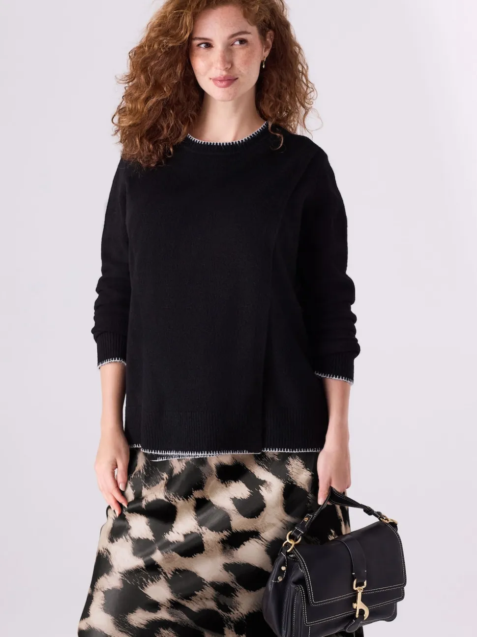 Noir - Pull d’allaitement en maille Grossesse