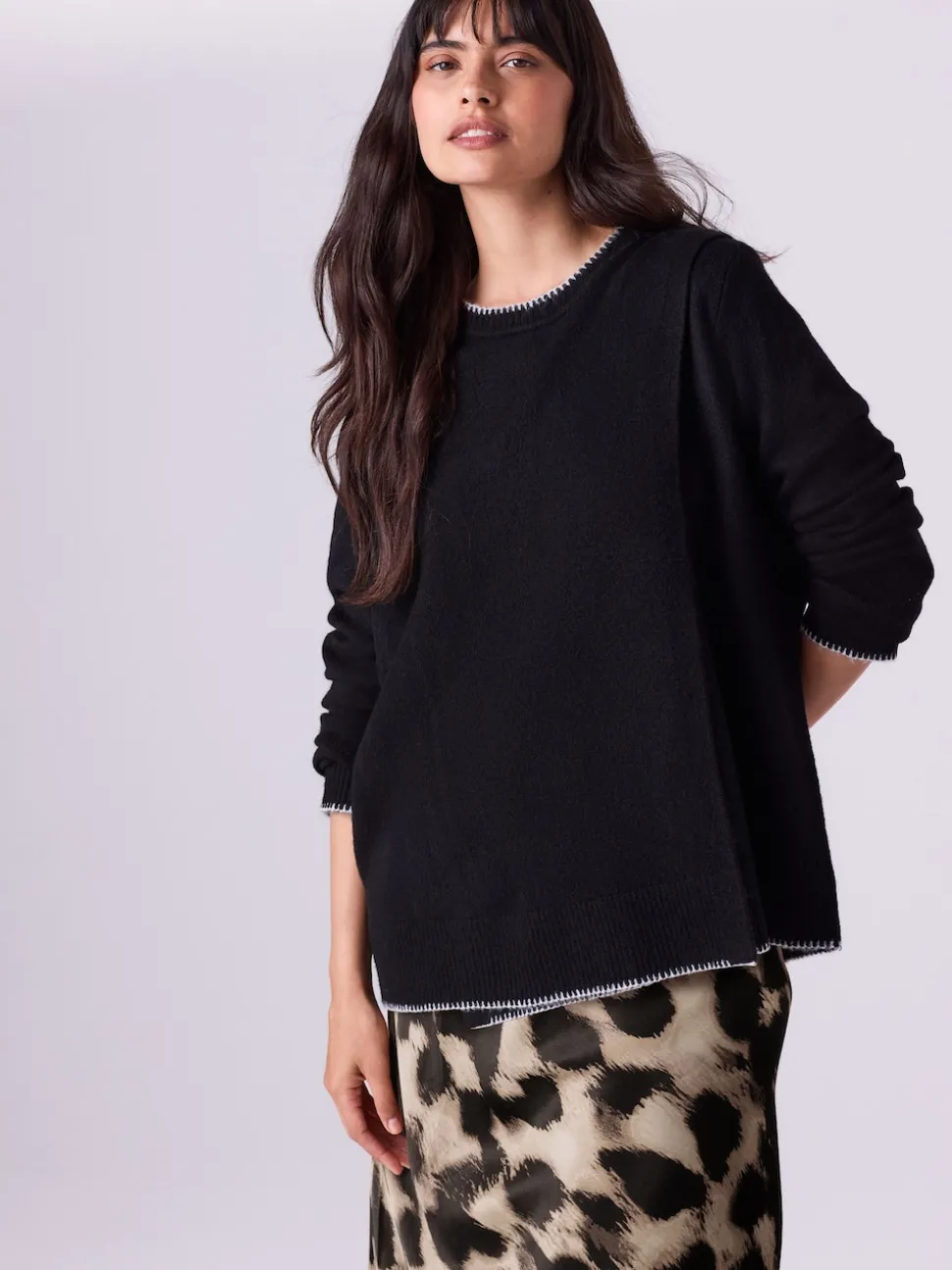 Noir - Pull d’allaitement en maille Grossesse