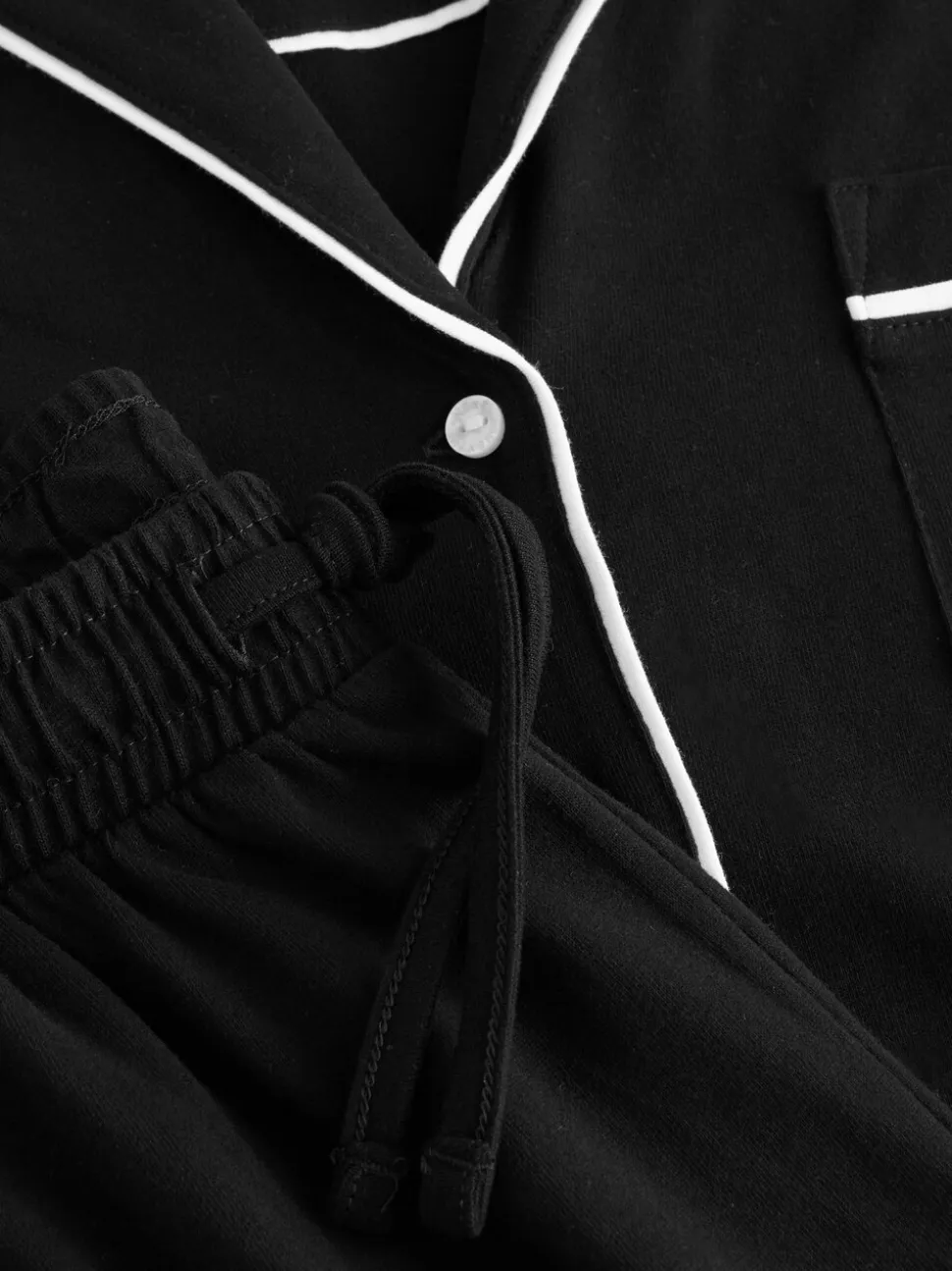 Noir - Pyjama en jersey boutonné