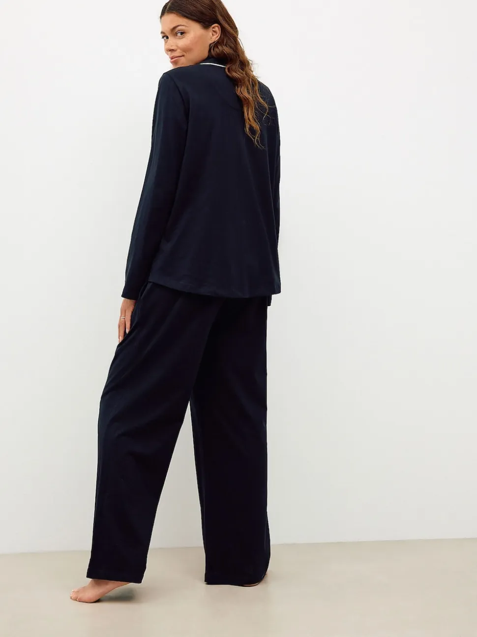 Noir - Pyjamas de Grossesse boutonné en jersey