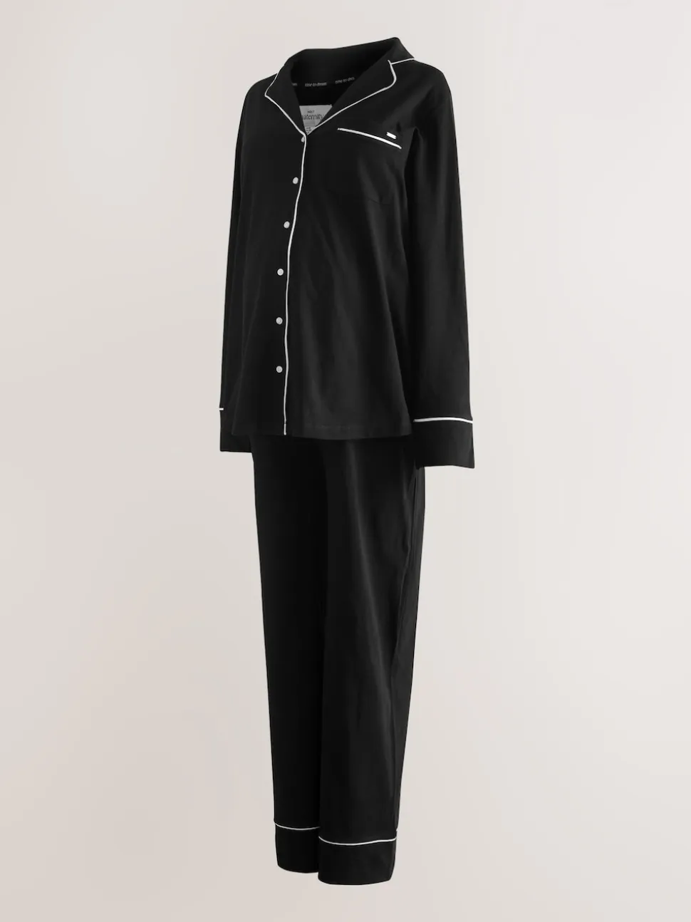 Noir - Pyjamas de Grossesse boutonné en jersey