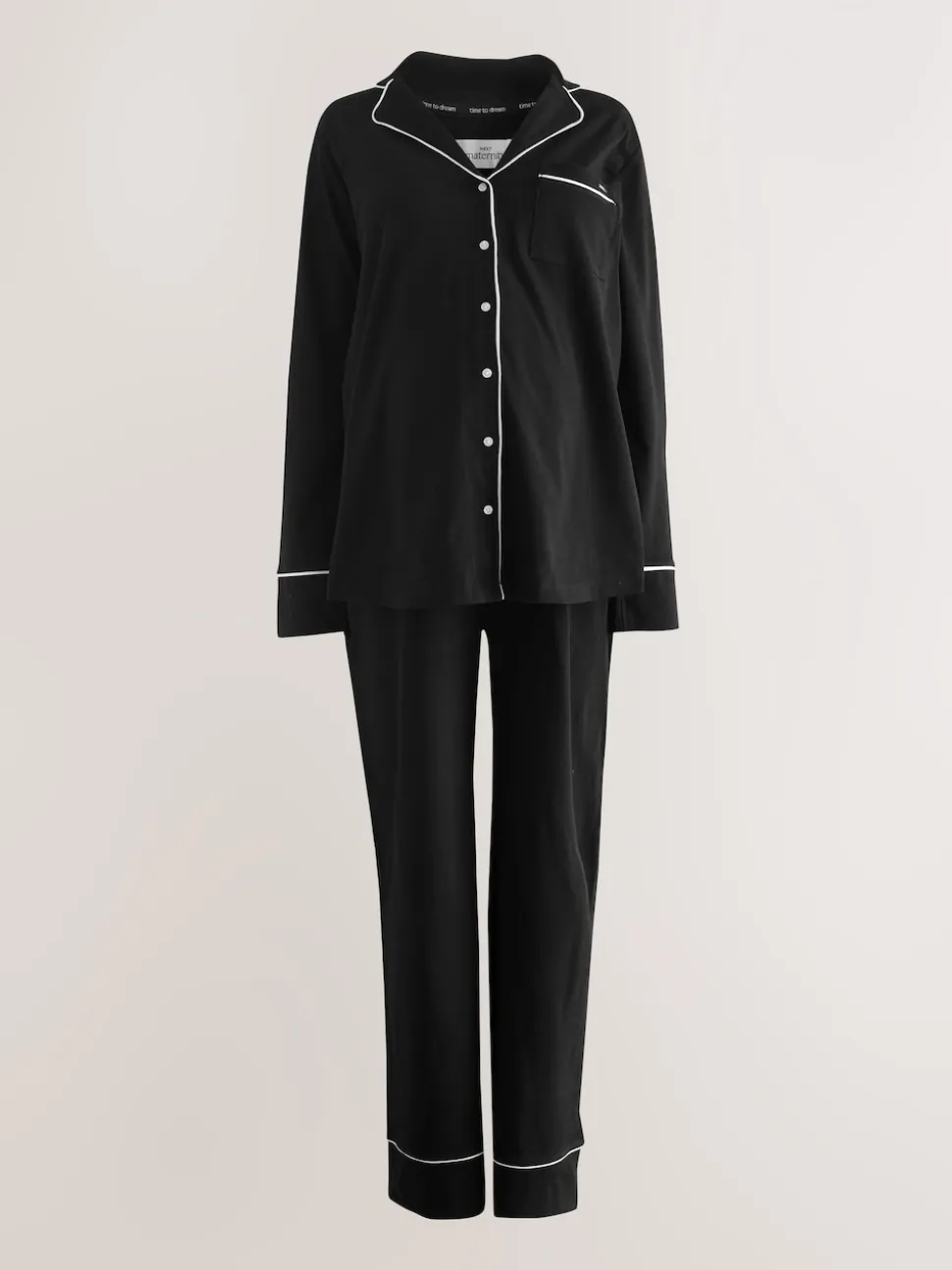 Noir - Pyjamas de Grossesse boutonné en jersey