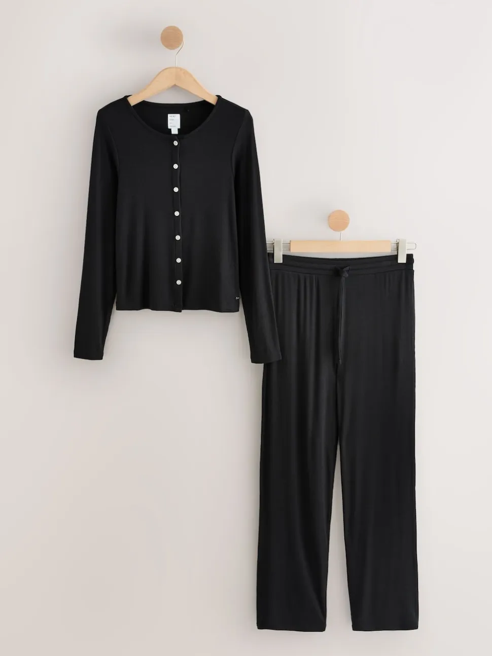 Noir - Pyjamas Manche longue côtelé