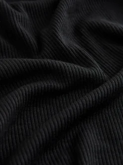 Noir - Pyjamas Manche longue côtelé