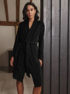 Noir - Robe de chambre Studio douillette en velours côtelé